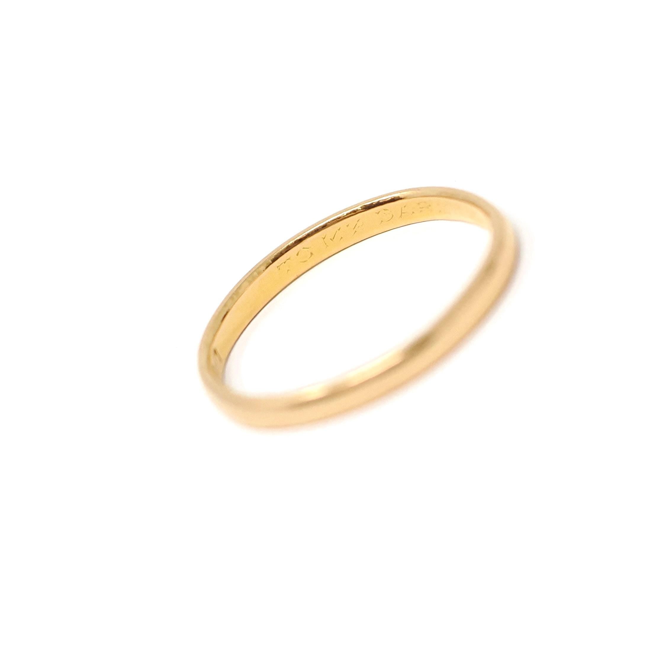 Dated 1956 Wedding Band - Vintage 22k Yellow Gold Classic Comfort Fit Unadorned Ring - Mid Century Size 7 3/4 Bridal Fine Hallmarked Jewelry