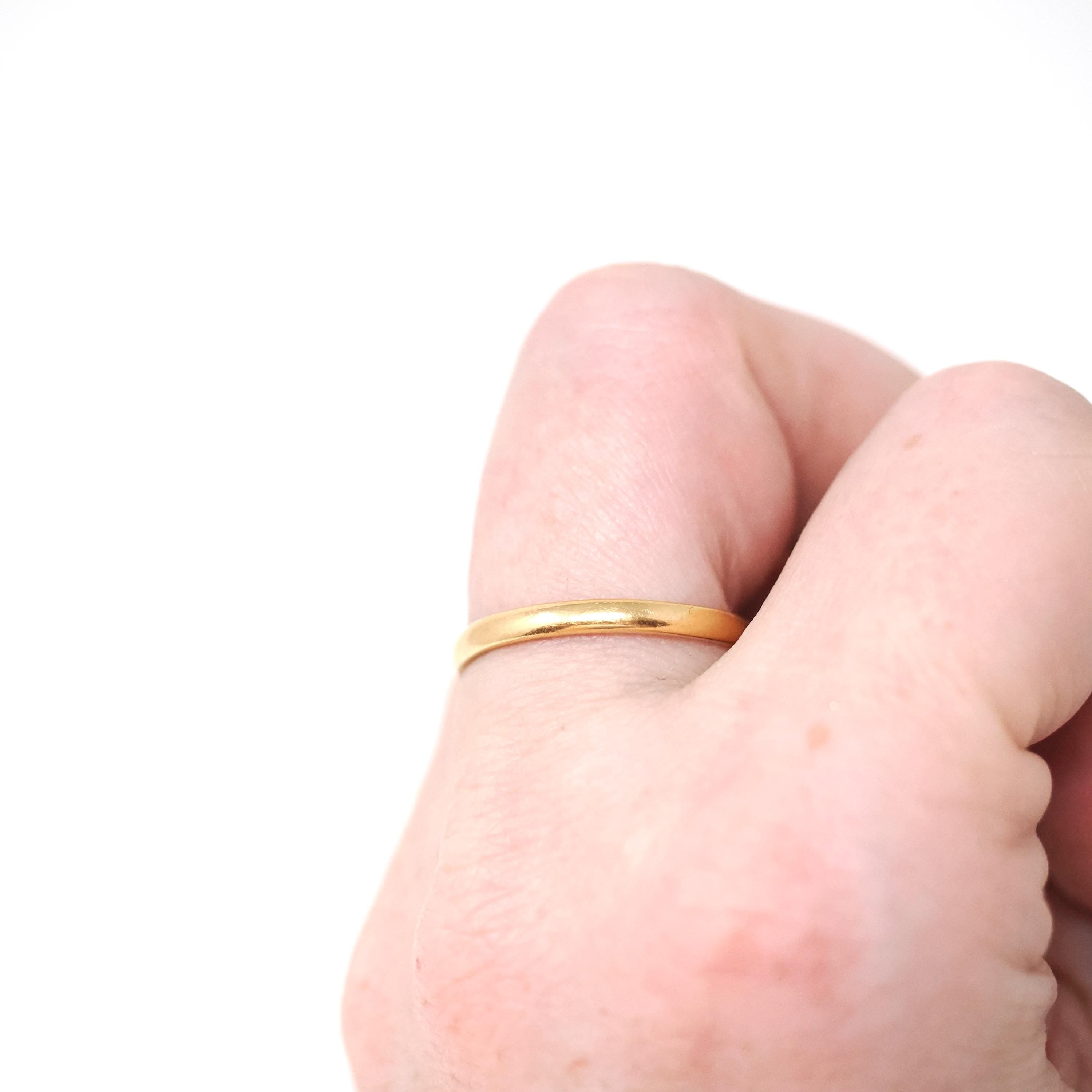 Dated 1956 Wedding Band - Vintage 22k Yellow Gold Classic Comfort Fit Unadorned Ring - Mid Century Size 7 3/4 Bridal Fine Hallmarked Jewelry
