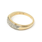 Vintage Orange Blossom Band - Retro 14k Yellow & White Gold Unisex Tapered Wedding Ring - Circa 1970s Size 9 Two Tone Stacking Fine Jewelry