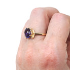 Amethyst & Diamond Ring - Estate 14k Yellow Gold Oval Purple 2.40 CT Gem - Circa 1980s Era Size 7.25 February Birthstone Fine Bypass Jewelry