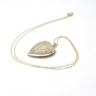 Vintage Heart Locket - Mid Century Gold Filled On Sterling Engraved Flowers Designs Pendant Necklace - Circa 1940s Floral Statement Jewelry