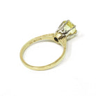 Art Deco Solitaire Engagement Ring - Vintage 18k Yellow & White Gold Tall Prong Created Green Sapphire Gem - Circa 1930s Size 5 1/4 Jewelry