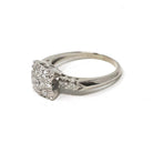 Diamond Cluster Ring - Mid Century 14k White Gold 1/2 CTW Natural Gemstones - Vintage Circa 1950s Era Size 5 3/4 Cocktail Fine Halo Jewelry