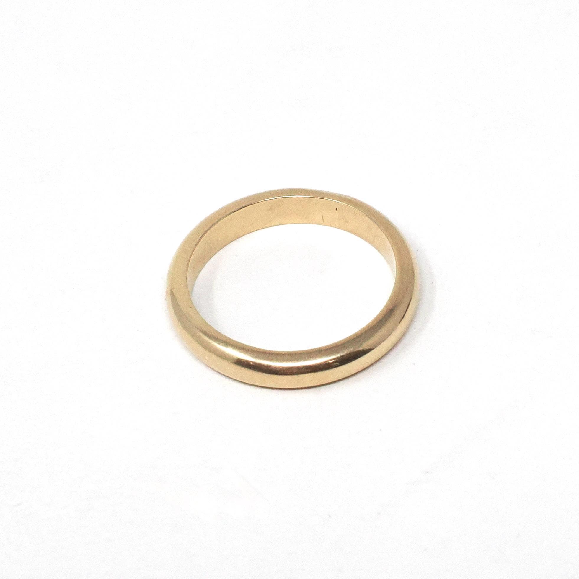 Vintage Wedding Band - Retro 9k Yellow Gold Unadorned Plain Stacking Half Round 3.4 MM Ring - Circa 1960s Era Size 5 1/2 Fine Bridal Jewelry