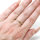 Vintage Wedding Band - Mid Century 14k Yellow Gold Milgrain Stacking Ring - Dated 1948 Size 6 3/4 Art Carved JR Wood Unisex Fine 40s Jewelry
