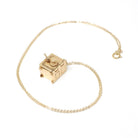 Vintage Money Safe Charm - Mid Century 14k Yellow Gold Vault Pendant Necklace - Circa 1950s Era Dollar Bill Locket Fine Financial Jewelry