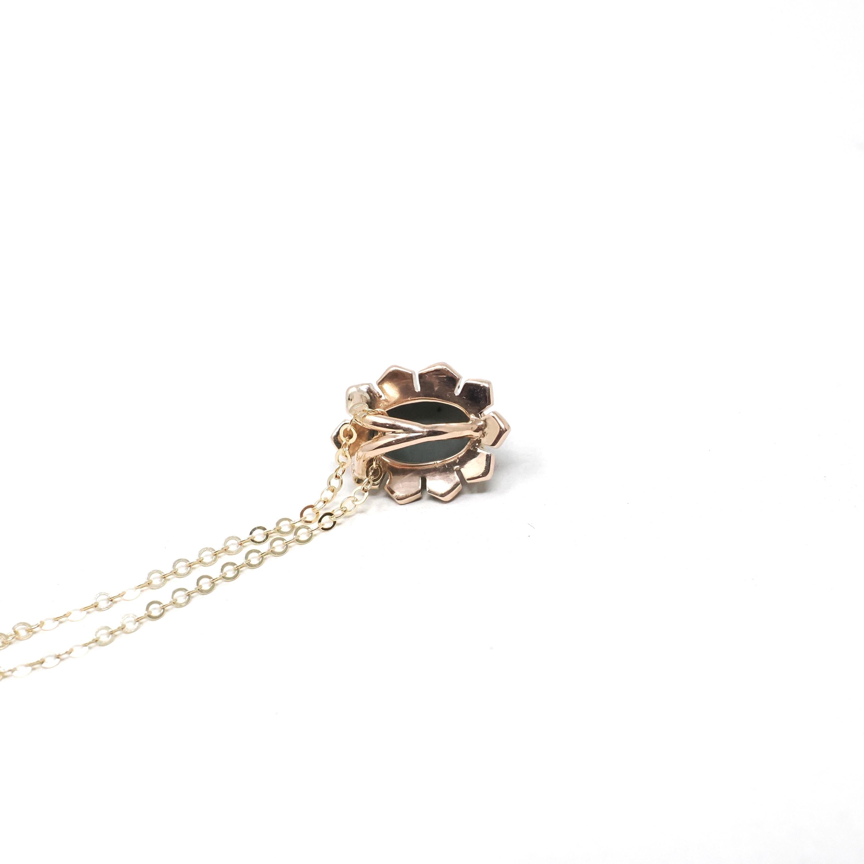 Victorian Hawk's Eye Pendant - Antique 10k Yellow Gold Quartz Seed Pearl Halo Stick Pin Conversion Charm Necklace - Circa 1890s Fine Jewelry