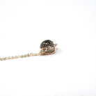 Victorian Hawk's Eye Pendant - Antique 10k Yellow Gold Quartz Seed Pearl Halo Stick Pin Conversion Charm Necklace - Circa 1890s Fine Jewelry