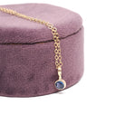 Created Sapphire Conversion Charm - Edwardian 14k Yellow Gold Blue Gem Pendant Necklace - Circa 1910s Era Upcycled Fine Birthstone Jewelry