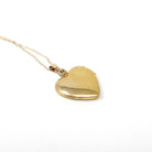 Vintage Heart Locket - Mid Century Era Gold Filled Ribbon & Flower Engraved Designs Pendant - Circa 1940s Era Photograph Keepsake Jewelry