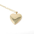 Vintage Heart Locket - Retro 14k Yellow Gold Floral Engraved Charm Pendant Necklace - Circa 1970s Keepsake Fine Photo Memorabilia Jewelry