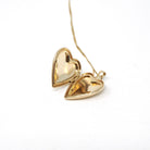 Vintage Heart Locket - Retro 14k Yellow Gold Floral Engraved Charm Pendant Necklace - Circa 1970s Keepsake Fine Photo Memorabilia Jewelry