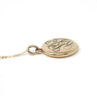 Antique "SD" Locket - Edwardian Gold Filled Round Engraved Photo Pendant Necklace - Antique 1900s Photograph Monogrammed Keepsake Jewelry