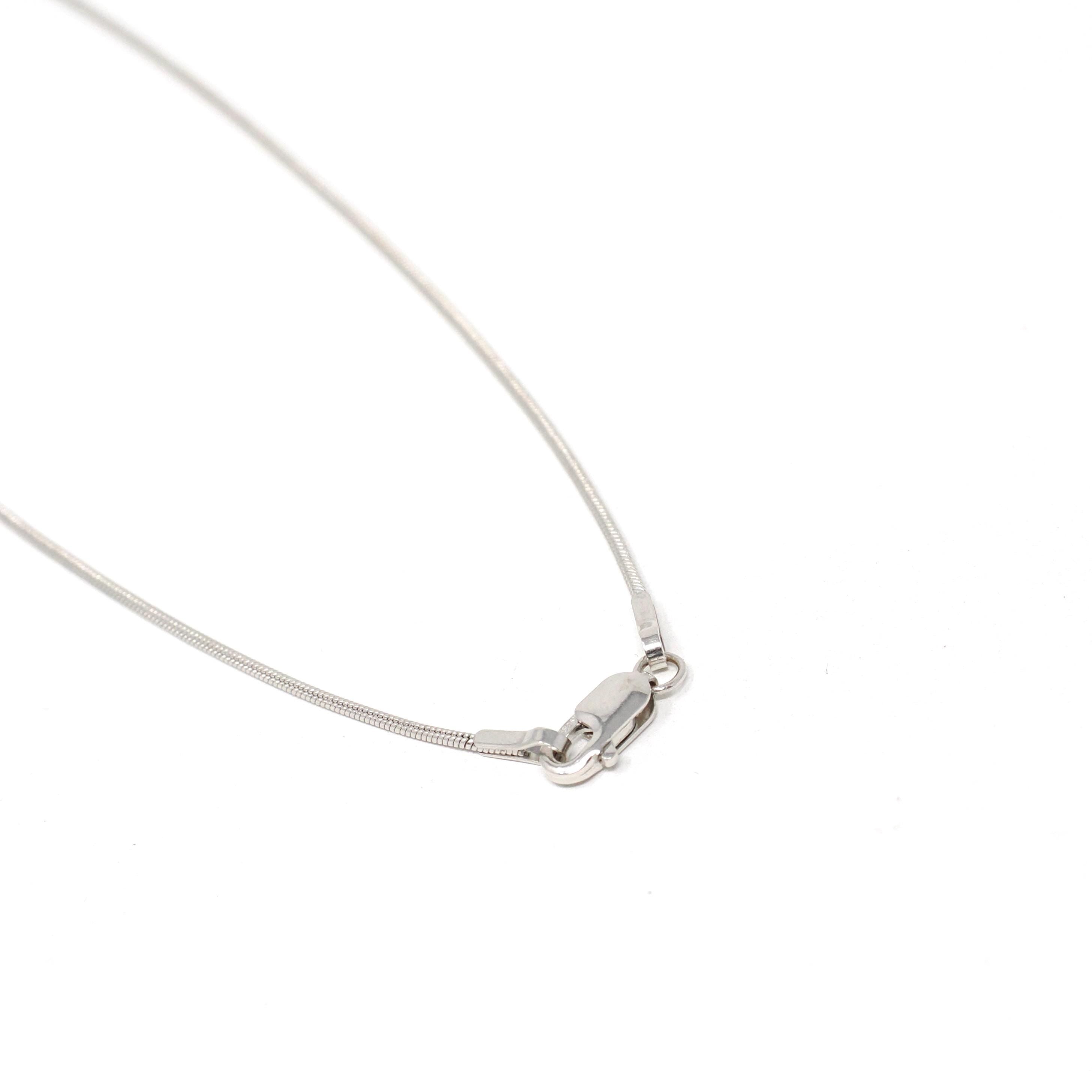 Snake Chain Necklace - Estate 14k White Gold 16 Inch 1.0 MM Lobster Claw Clasp - Modern Circa 2000's Era Fashion Accessory Unisex Jewelry