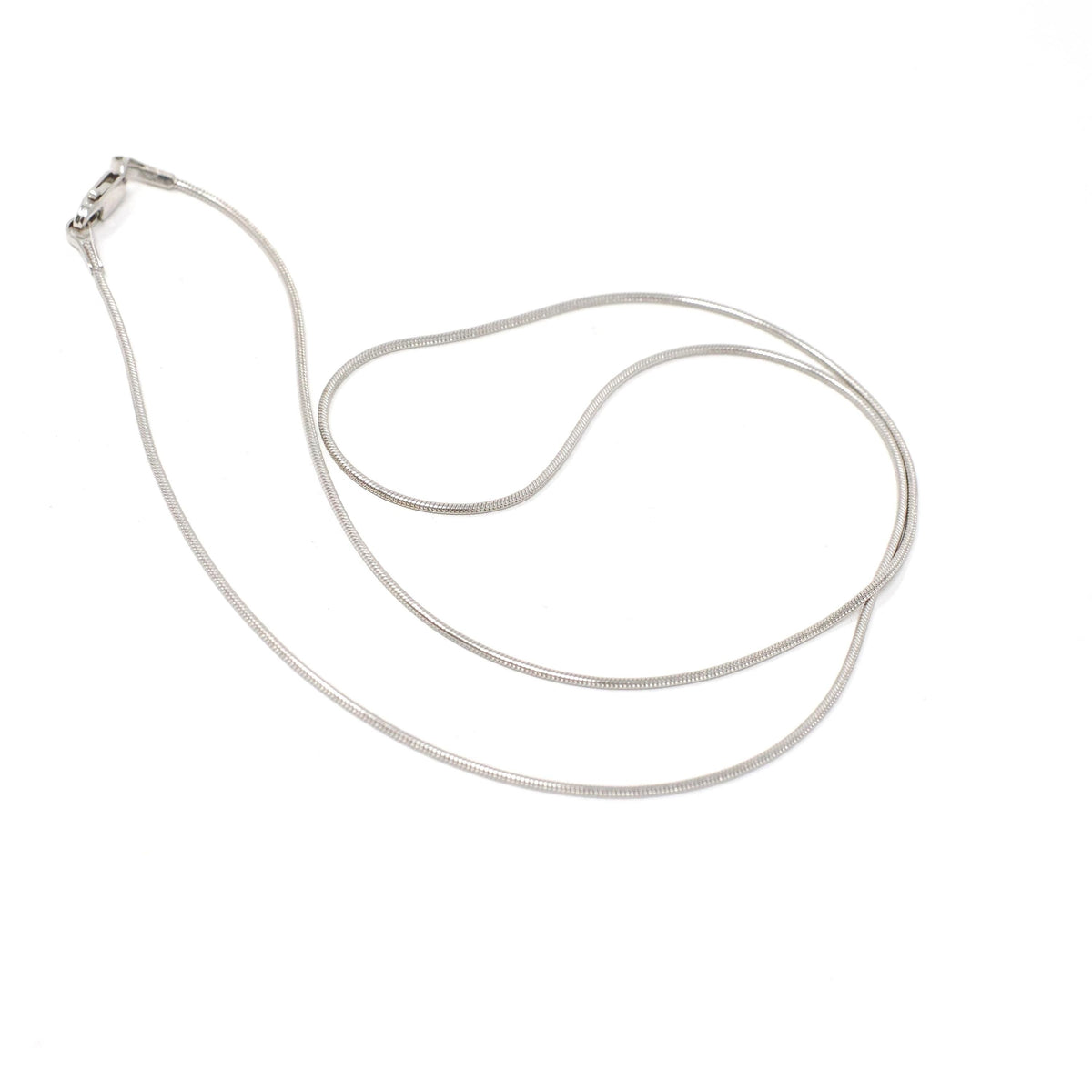 Snake Chain Necklace - Estate 14k White Gold 16 Inch 1.0 MM Lobster Claw Clasp - Modern Circa 2000's Era Fashion Accessory Unisex Jewelry