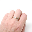 Vintage Wedding Band - Mid Century Era 14k Yellow & White Gold Two Tone Heart Flower Ring - Circa 1940s Size 9 Men's Unisex Fine 40s Jewelry