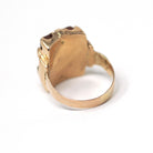 Rose of Sharon Ring - Victorian 14k Rose Gold Natural Sard Dark Red Gem - Antique Circa 1880s Size 6 1/2 Diamond Flower Fine Symbol Jewelry