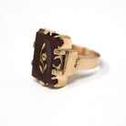 Rose of Sharon Ring - Victorian 14k Rose Gold Natural Sard Dark Red Gem - Antique Circa 1880s Size 6 1/2 Diamond Flower Fine Symbol Jewelry