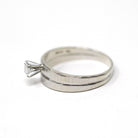 Vintage Wedding Ring Set - Mid Century 14k White Gold Natural Diamond Soldered Pair - Circa 1960s Size 9 Engagement Bridal Fine 60s Jewelry