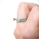 Vintage Wedding Ring Set - Mid Century 14k White Gold Natural Diamond Soldered Pair - Circa 1960s Size 9 Engagement Bridal Fine 60s Jewelry