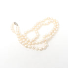 Cultured Pearl Necklace - Vintage 14k White Gold Individually Knotted 7 MM Strand - Mid Century Era Circa 1960s Era Statement Fine Jewelry