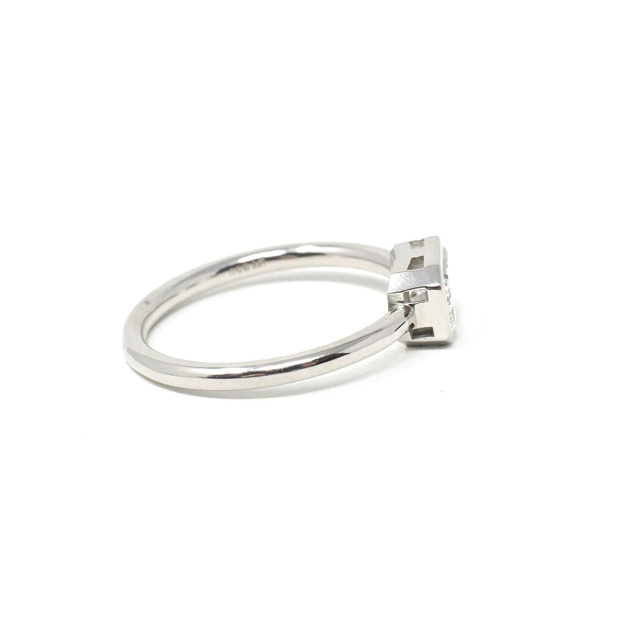 Emerald Cut Diamond Engagement Ring - Platinum Bezel East West Modern Setting - Minimalist Recycled Vintage Diamond GIA Report Fine Jewelry