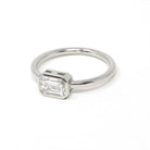 Emerald Cut Diamond Engagement Ring - Platinum Bezel East West Modern Setting - Minimalist Recycled Vintage Diamond GIA Report Fine Jewelry