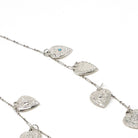 Forget Me Not Charm Necklace - Mid Century Sterling Silver Puffy Heart Pendants - Circa 1940s Repousse Designs Engraved Remembrance Jewelry