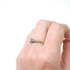 Vintage Engagement Ring - Mid Century 18k Yellow Gold Platinum .22 CT Round Cut Diamond Ring - Circa 1950s Size 7 1/4 Two Tone Fine Jewelry