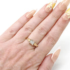 Mid Century Diamond Ring - Vintage 14k Yellow & White Gold Two Tone .20 CT Solitaire - Circa 1940s Era Size 6 1/2 Fine Engagement Jewelry