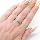Vintage Wedding Band - Mid Century Era 14k White Gold Unisex Bridal Ring - Circa 1950s Size 6 3/4 Flower Milgrain Frederick Goldman Jewelry