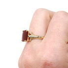 Vintage Carnelian Ring - Mid Century 14k Yellow Gold Natural Red Rectangle Gemstone - Circa 1940s Era Size 7 1/4 Fine Statement Jewelry