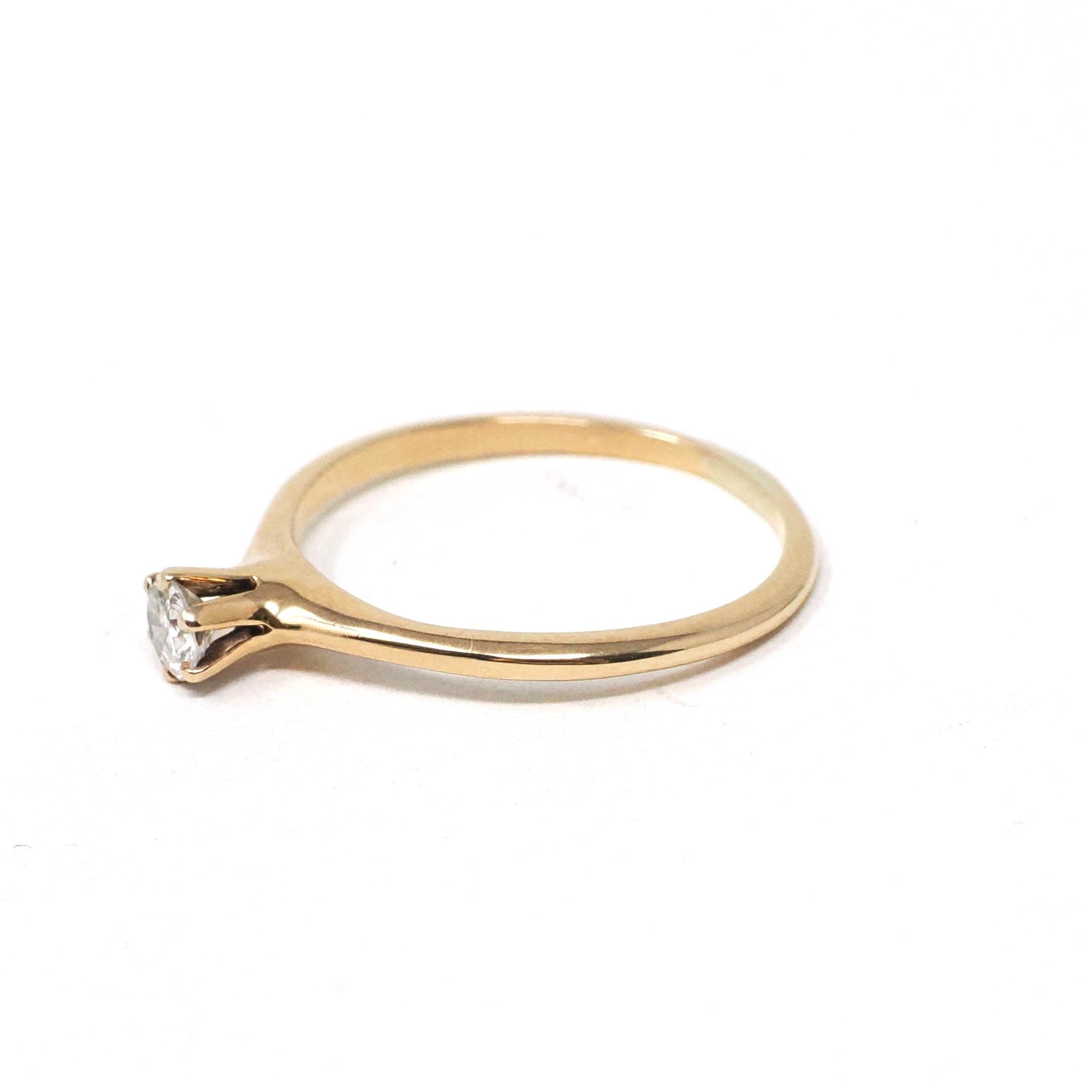 Vintage Diamond Ring - Mid Century 14k Yellow Gold .17 CTW Round Solitaire - Circa 1940s Size 6 1/4 OB Ostby Barton Fine Engagement Jewelry