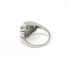 Diamond Cluster Ring - Retro Era 14k White Gold .77 CTW Pear Teardrop Cocktail Statement - Vintage 1960s Size 5 1/4 Bypass Fine Jewelry