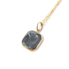 Intaglio Conversion Pendant - Modern 14k Yellow Gold Bezel Charm Carved Natural Hematite Gem Necklace - Circa 2000s Era Warrior Fob Jewelry