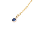 Created Sapphire Conversion Charm - Edwardian 14k Yellow Gold Blue Gem Pendant Necklace - Circa 1910s Era Upcycled Fine Birthstone Jewelry