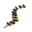 Vintage Tiger's & Hawk's Eye Bracelet - Retro 10k Yellow Gold Handmade Natural Gemstones - Circa 1970s Double Linked Brown Gem Fine Jewelry
