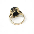 Bloodstone Scarab Ring - Retro 10k Yellow Gold Carved Natural Green Red Gem - Vintage Circa 1940s Era Size 5 1/4 Egyptian Revival Jewelry