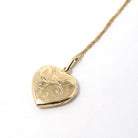Floral Heart Locket - Modern 14k Yellow Gold Necklace Pendant Charm - Estate Circa 2000s Era Flower Photo Memory Keepsake Fine Love Jewelry