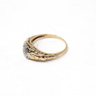 Art Deco Diamond Ring - Vintage 10k Yellow & White Gold Two Tone Filigree Natural .01 CT Engagement - Circa 1930s Era Size 4.75 Fine Jewelry