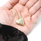 Vintage "J" Heart Locket - Estate Gold Filled Flower Pendant Necklace Charm - Vintage Circa 1980s Era Keepsake Photograph 80's Love Jewelry