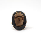 Smoky Quartz Ring - Retro 14k Yellow Gold Oval Faceted 12.15 CT Dark Brown Gemstone - Vintage Circa 1970s Era Size 7 Statement Fine Jewelry