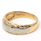 Vintage Star Band - Retro 14k Yellow & White Gold Men's Unisex Celestial Wedding Ring - Circa 1970s Size 10 Two Tone Stacking Fine Jewelry