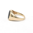 Modern Onyx Ring - Estate 10k Yellow Gold Black Chalcedony Gemstone - Circa 2000's Era Size 9 1/4 Men's Unisex Fine Statement Jewelry