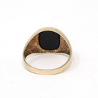 Modern Onyx Ring - Estate 10k Yellow Gold Black Chalcedony Gemstone - Circa 2000's Era Size 9 1/4 Men's Unisex Fine Statement Jewelry