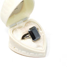 Vintage Hematite Ring - Retro Sterling Silver Emerald Cut Gray Metallic Solitaire - Circa 1970s Size 7 Statement Jewelry Fashion Accessory