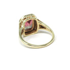 Watermelon Tourmaline Ring - Art Deco 10k Yellow Gold Natural Pink Green BiColor Gem - Circa 1930s Size 4.5 Fine October Birthstone Jewelry