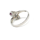 Vintage Ruby & Diamond Ring - Retro 8k White Gold Branch Bypass Toi Et Moi Statement - Circa 1970s Era Size 5 1/2 Fine Birthstone Jewelry