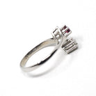 Vintage Ruby & Diamond Ring - Retro 8k White Gold Branch Bypass Toi Et Moi Statement - Circa 1970s Era Size 5 1/2 Fine Birthstone Jewelry
