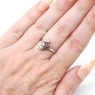 Vintage Ruby & Diamond Ring - Retro 8k White Gold Branch Bypass Toi Et Moi Statement - Circa 1970s Era Size 5 1/2 Fine Birthstone Jewelry